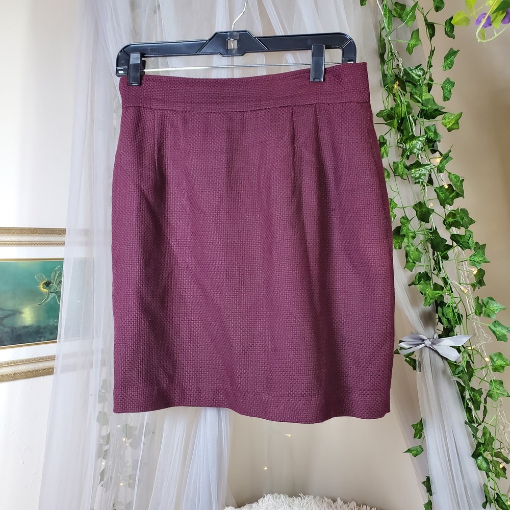 Vivienne Tam Womens Skirt Size 2 Burgandy Pencil Above Knee Career 100% Cotton